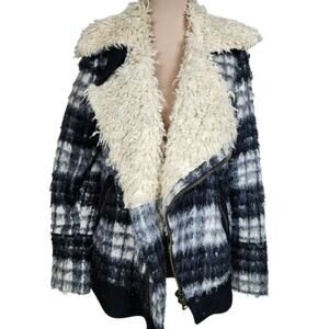 Free People Boho Retro Shaggy Sherpa Coat Jacket